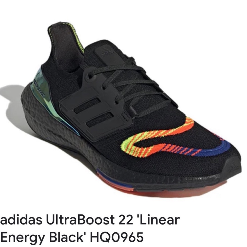 Adidas UltraBoost 22 Athletic Linear Energy Running Black Dopamine Mens Size 11